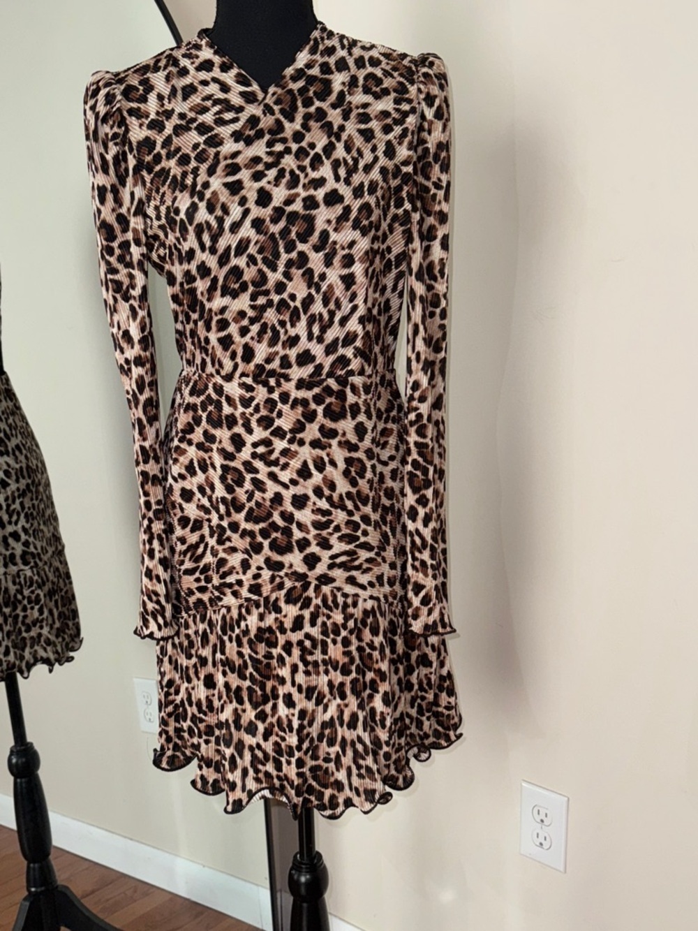 SAYLOR NYC Leopard Print Emerson Dress Black Brown Size M